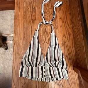 Urban Outfitters Black and White Striped Halter Bralette Top